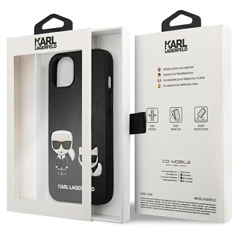 Apple iPhone 13 Pro Max Karl Lagerfeld Karl and Choupette PU Leather tok (Fekete - KLHCP13XPCUSKCBK)