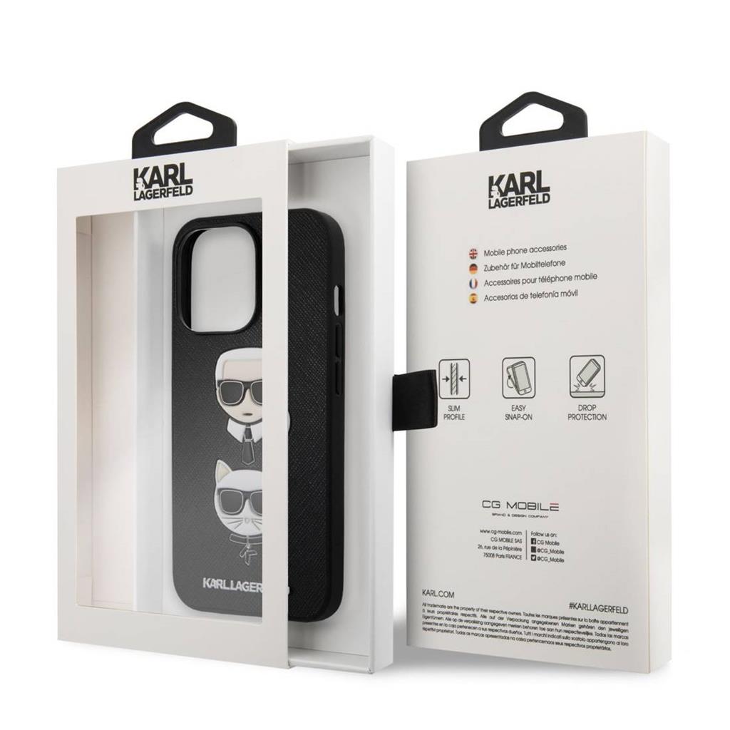Apple iPhone 13 Pro Max (6,7") Karl Lagerfeld karl&choupette prémium hátlap tok, KLHCP13XSAKICKCBK, fekete