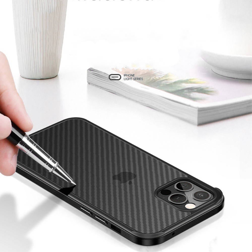 Apple iPhone 13 Pro Max Sulada carbon fiber hátlap tok (Fekete) 0