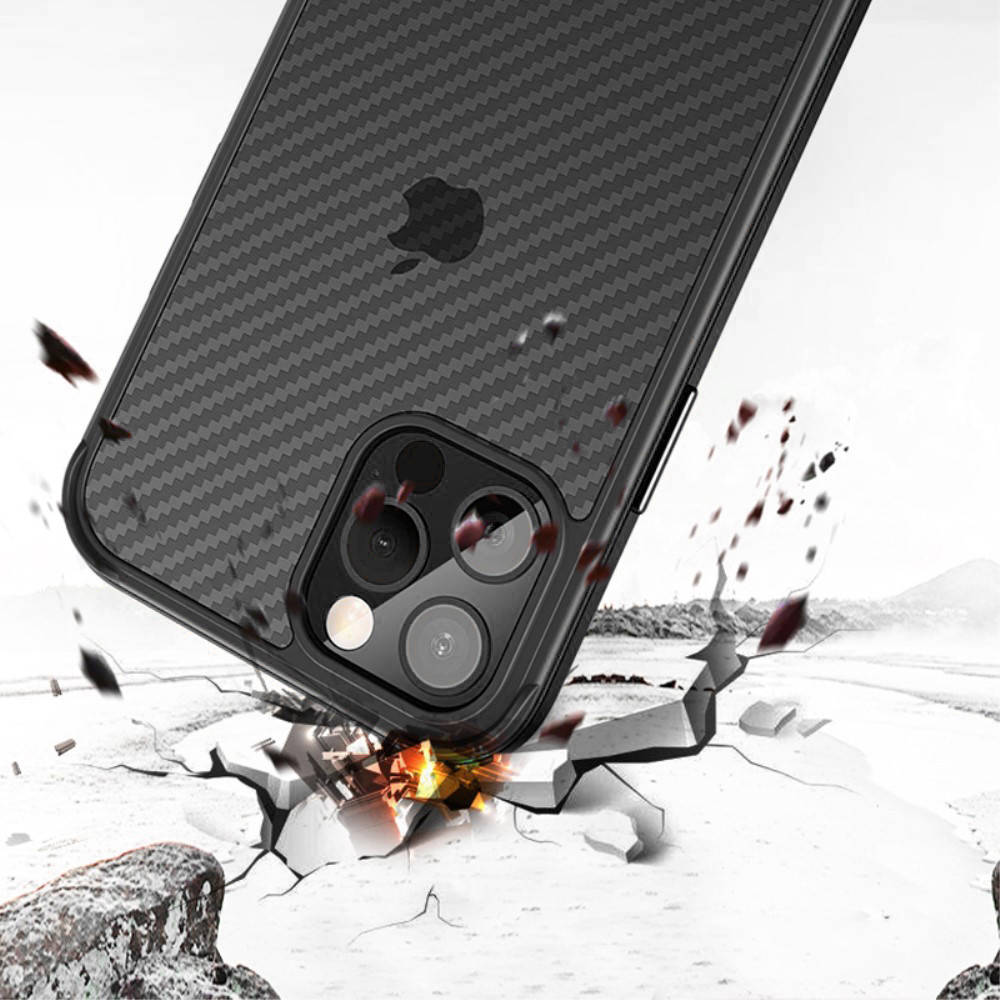 Apple iPhone 13 Pro Max Sulada carbon fiber hátlap tok (Fekete) 2