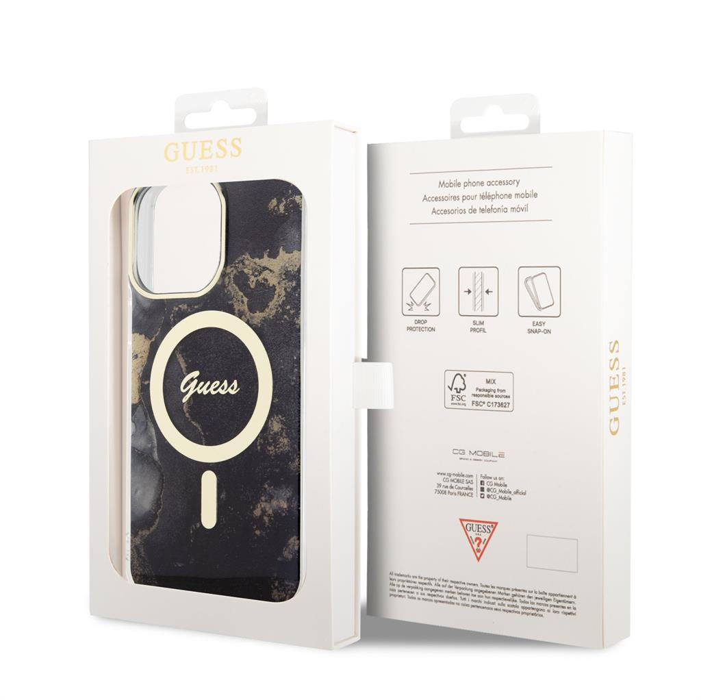 Apple iPhone 13 Pro Max Guess Marble IML MagSafe tok (Fekete) - GUHMP13XHTMRSK
