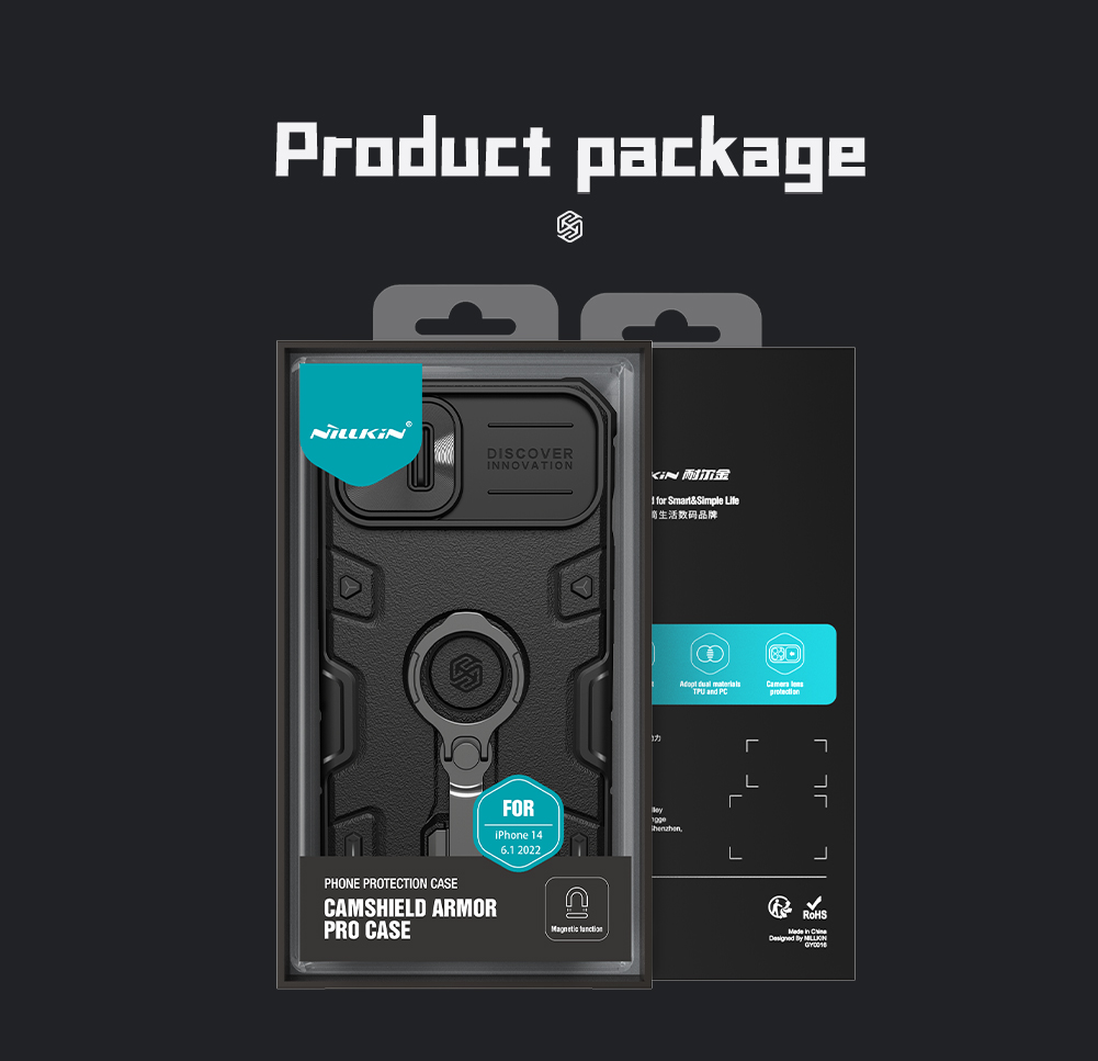 Apple iPhone 13 Pro Max Nillkin camshield armor pro magsafe hátlap tok (Fekete)