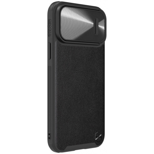 Apple iPhone 13 Pro Max Nillkin camshield leather hátlap tok (Fekete)