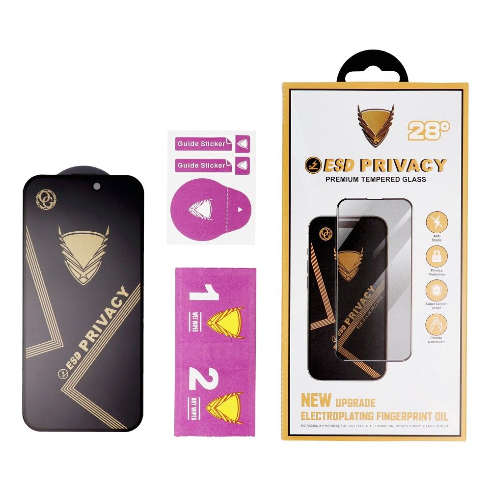 Apple iPhone 13Pro / iPhone 14 OG Premium Privacy üvegefólia (Fekete)
