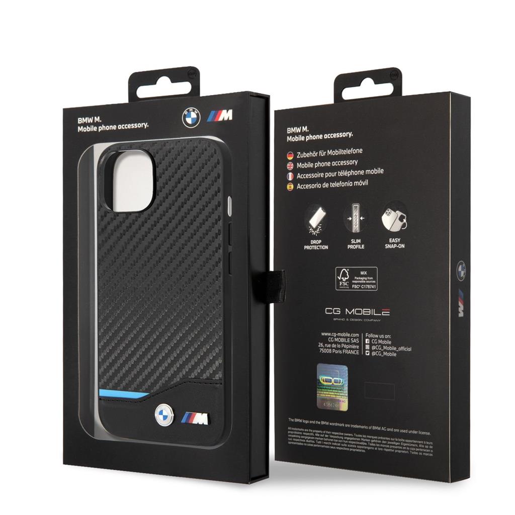Apple iPhone 14 BMW M PU Carbon tok – Blue Line (Fekete) - BMHCP14S22NBCK