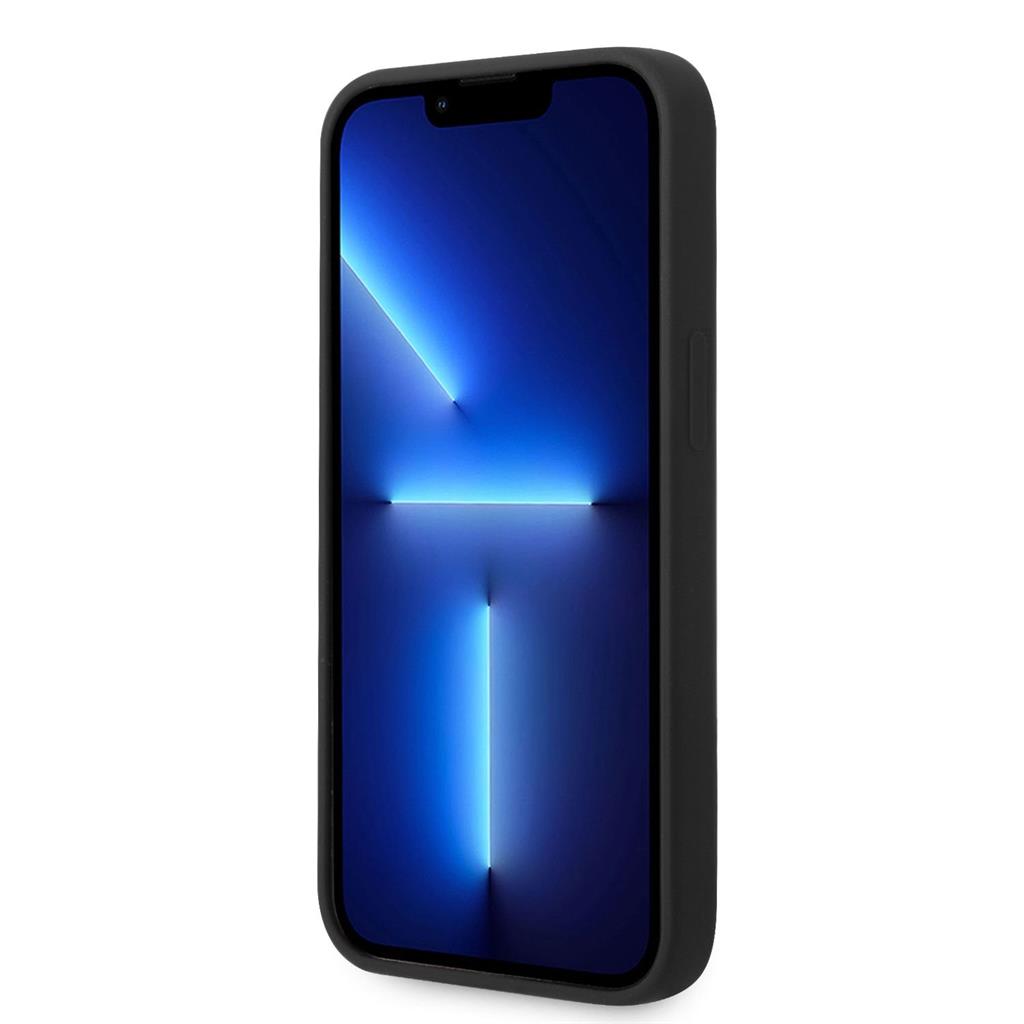 Apple iPhone 14 Guess Liquid Silicone Metal Logo tok (Fekete) - GUHCP14SSLSMK