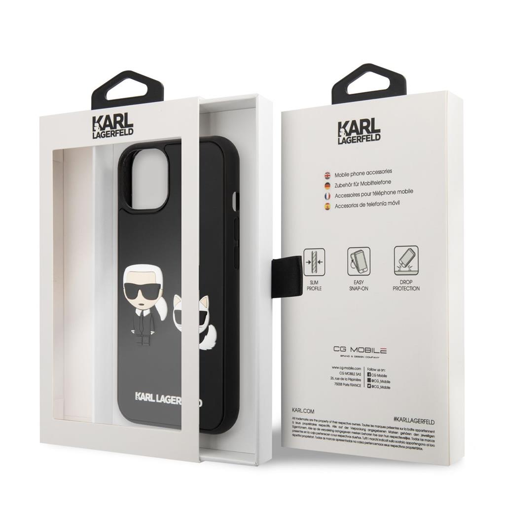Apple iPhone 14 Karl Lagerfeld & Choupette 3D tok (Fekete) – KLHCP14S3DRKCK