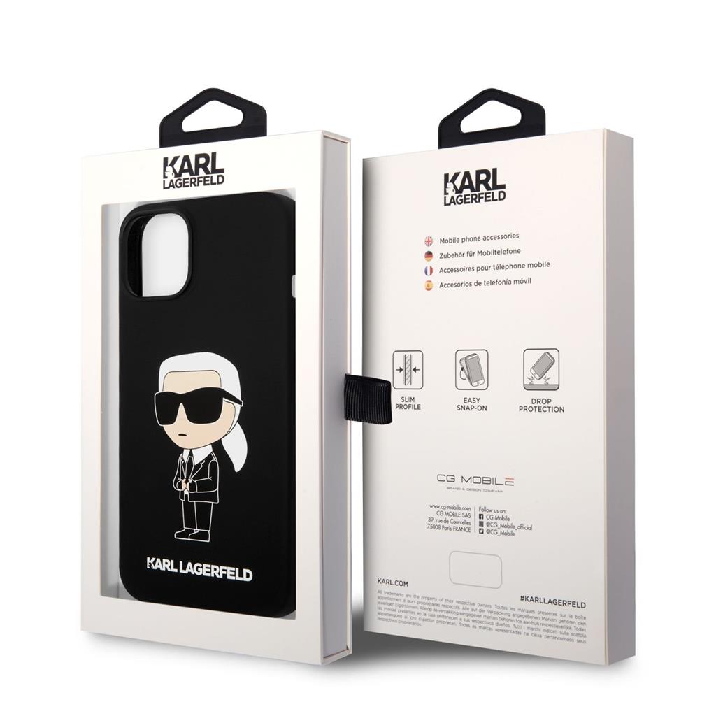 Apple iPhone 14 Karl Lagerfeld Liquid Silicone Ikonik NFT tok (Fekete) – KLHCP14SSNIKBCK