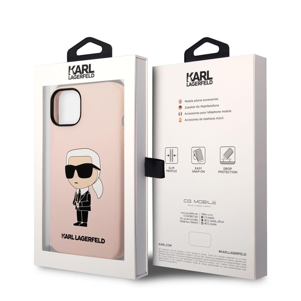 Apple iPhone 14 Karl Lagerfeld Liquid Silicone Ikonik NFT tok (Rózsaszín) – KLHCP14SSNIKBCP