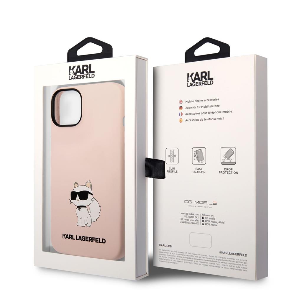 Apple iPhone 14 Karl Lagerfeld Liquid Silicone Choupette NFT tok (Rózsaszín) – KLHCP14SSNCHBCP