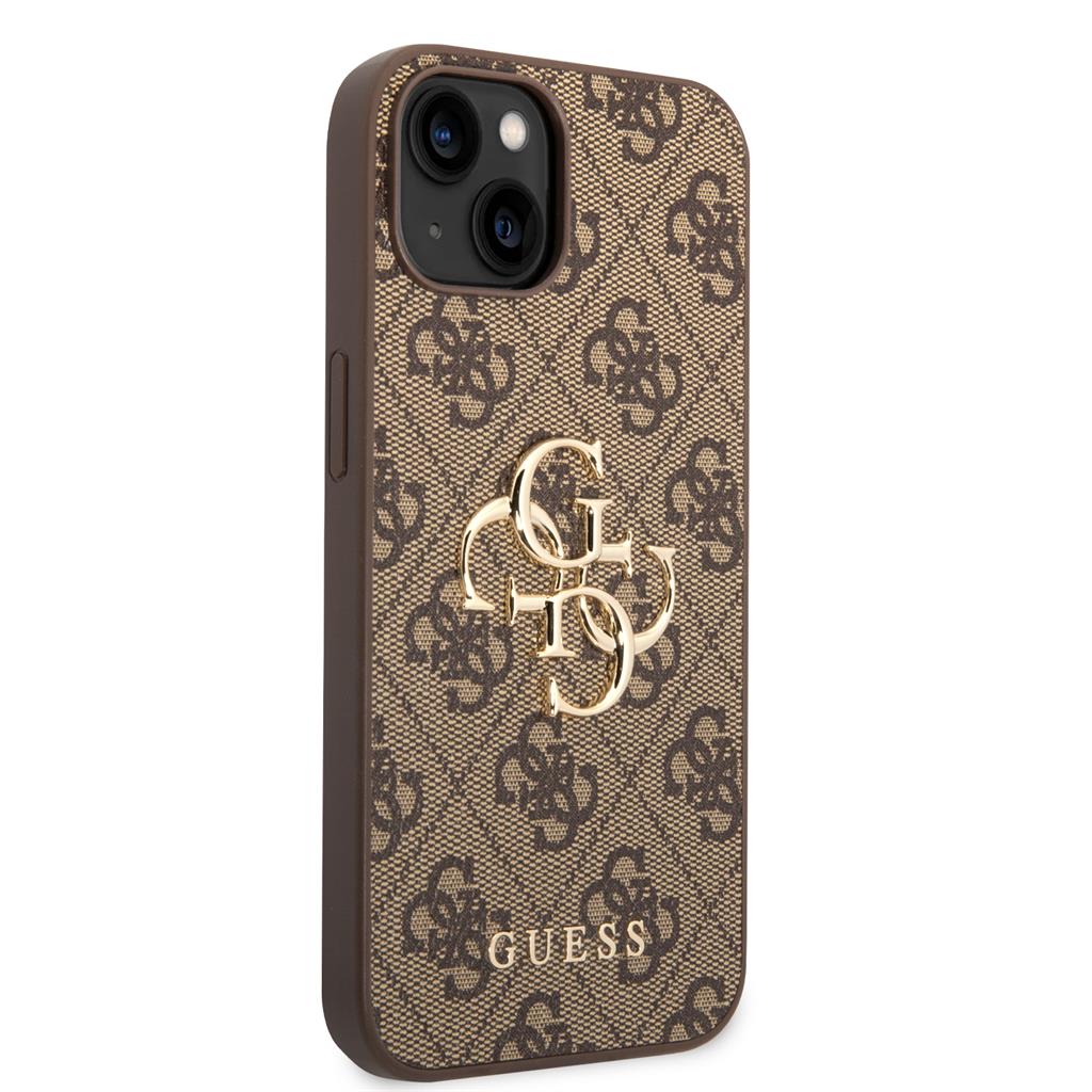 Apple iPhone 14 Guess PU 4G Metal Logo tok (Barna) - GUHCP14S4GMGBR