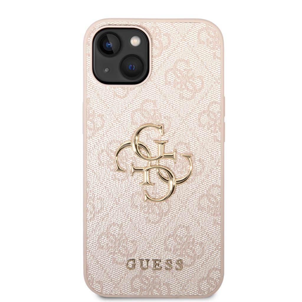 Apple iPhone 14 Guess PU 4G Metal Logo tok (Rózsaszín) - GUHCP14S4GMGPI