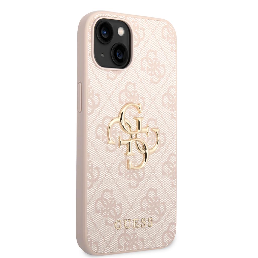 Apple iPhone 14 Guess PU 4G Metal Logo tok (Rózsaszín) - GUHCP14S4GMGPI
