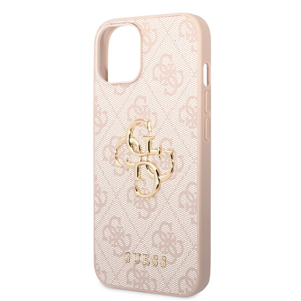 Apple iPhone 14 Guess PU 4G Metal Logo tok (Rózsaszín) - GUHCP14S4GMGPI