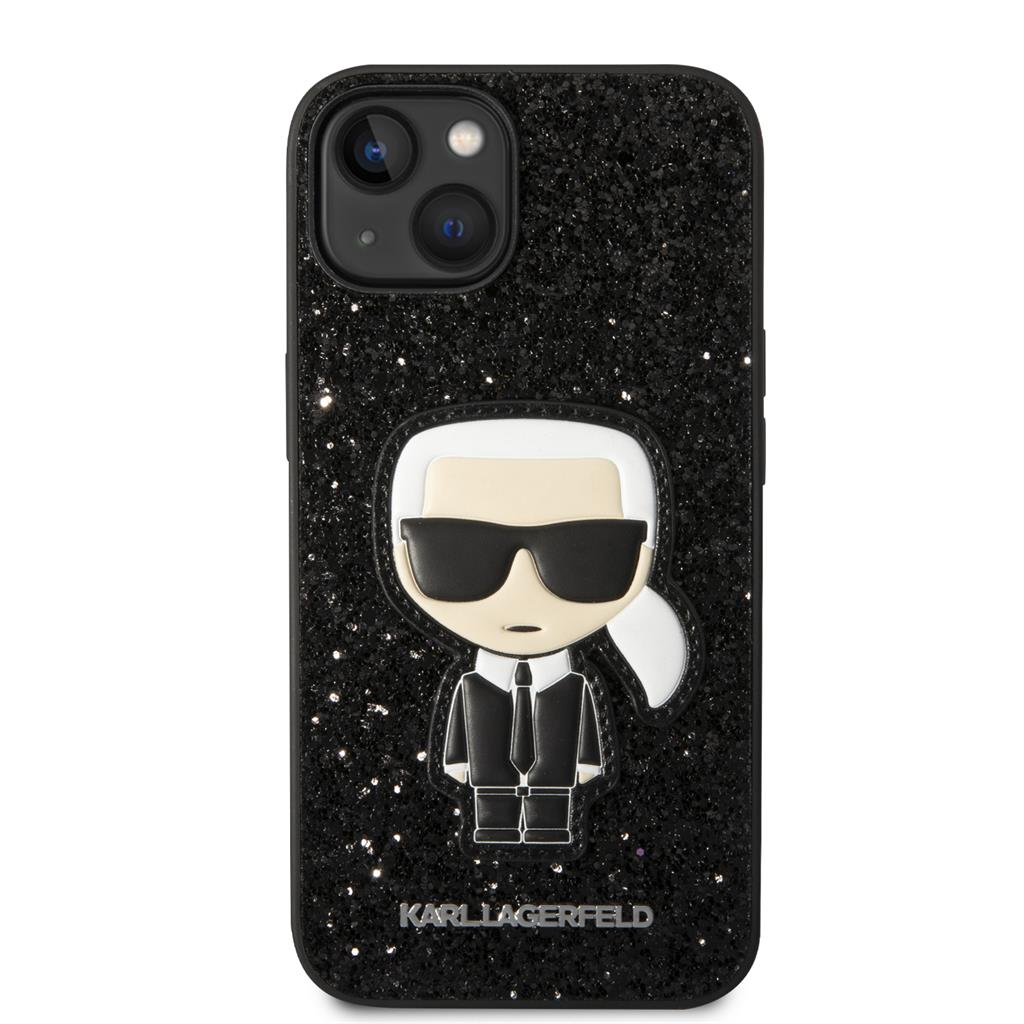 Apple iPhone 14 Karl Lagerfeld Glitter Flakes Ikonik tok (Fekete) – KLHCP14SGFKPK