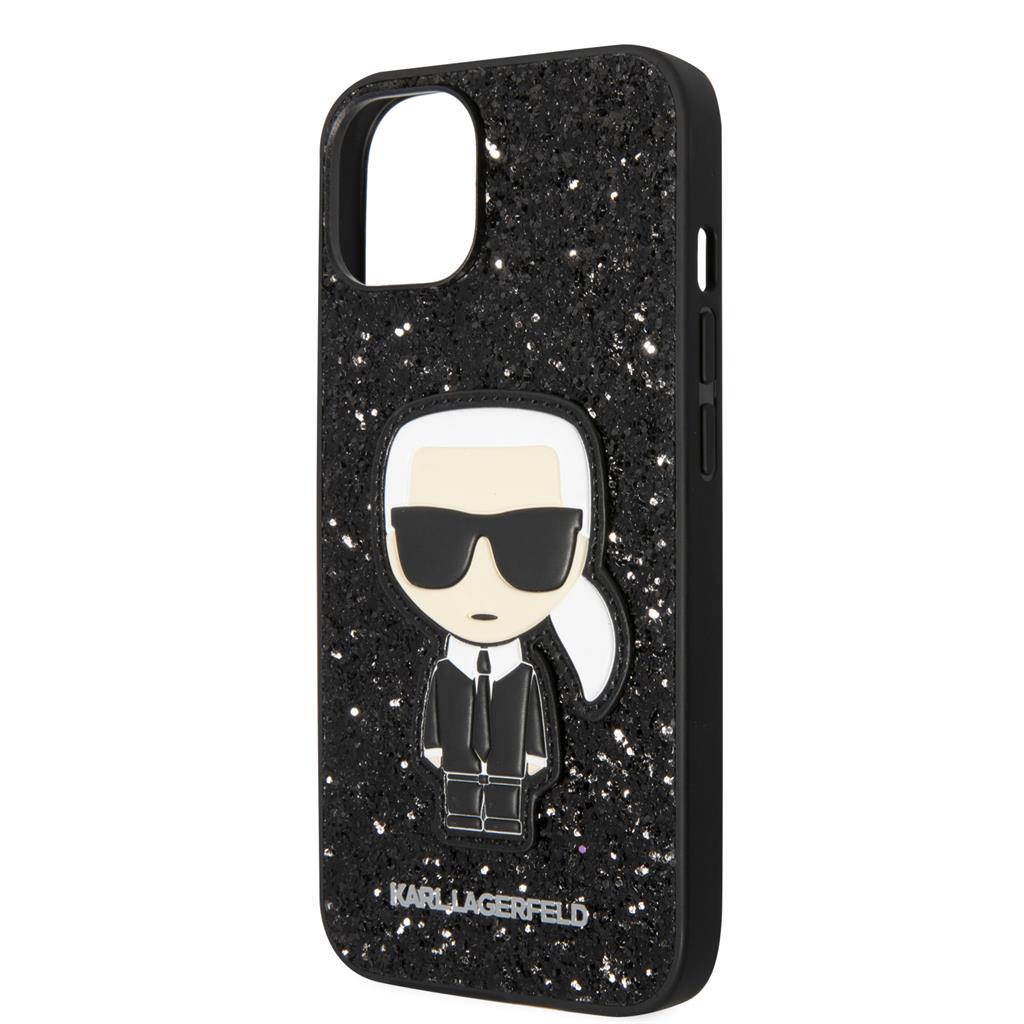 Apple iPhone 14 Karl Lagerfeld Glitter Flakes Ikonik tok (Fekete) – KLHCP14SGFKPK