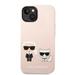Apple iPhone 14 Karl Lagerfeld MagSafe Compatible Liquid Silicone Karl and Choupette tok (Rózsaszín) – KLHMP14SSSKCI