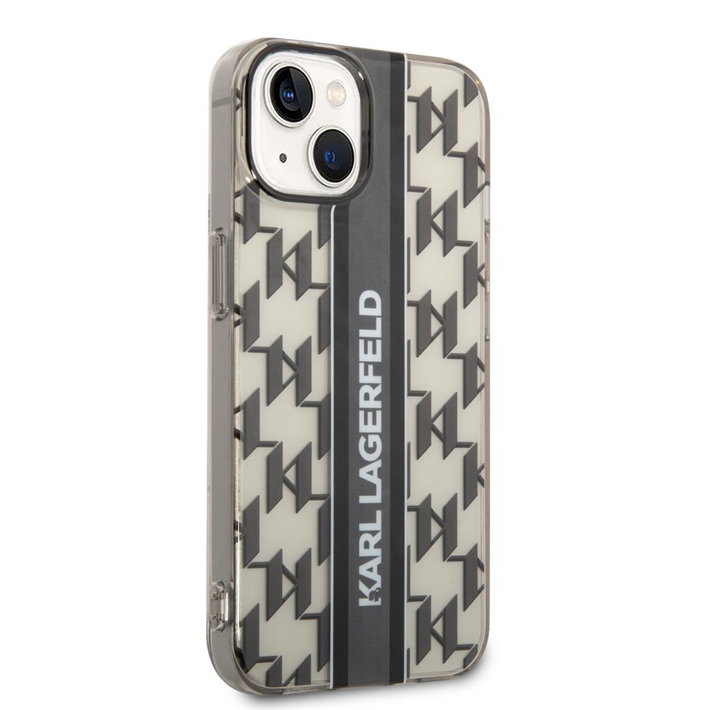 Apple iPhone 14 Karl Lagerfeld Monogram Vertical Stripe tok (Fekete) – KLHCP14SHKLSPCK