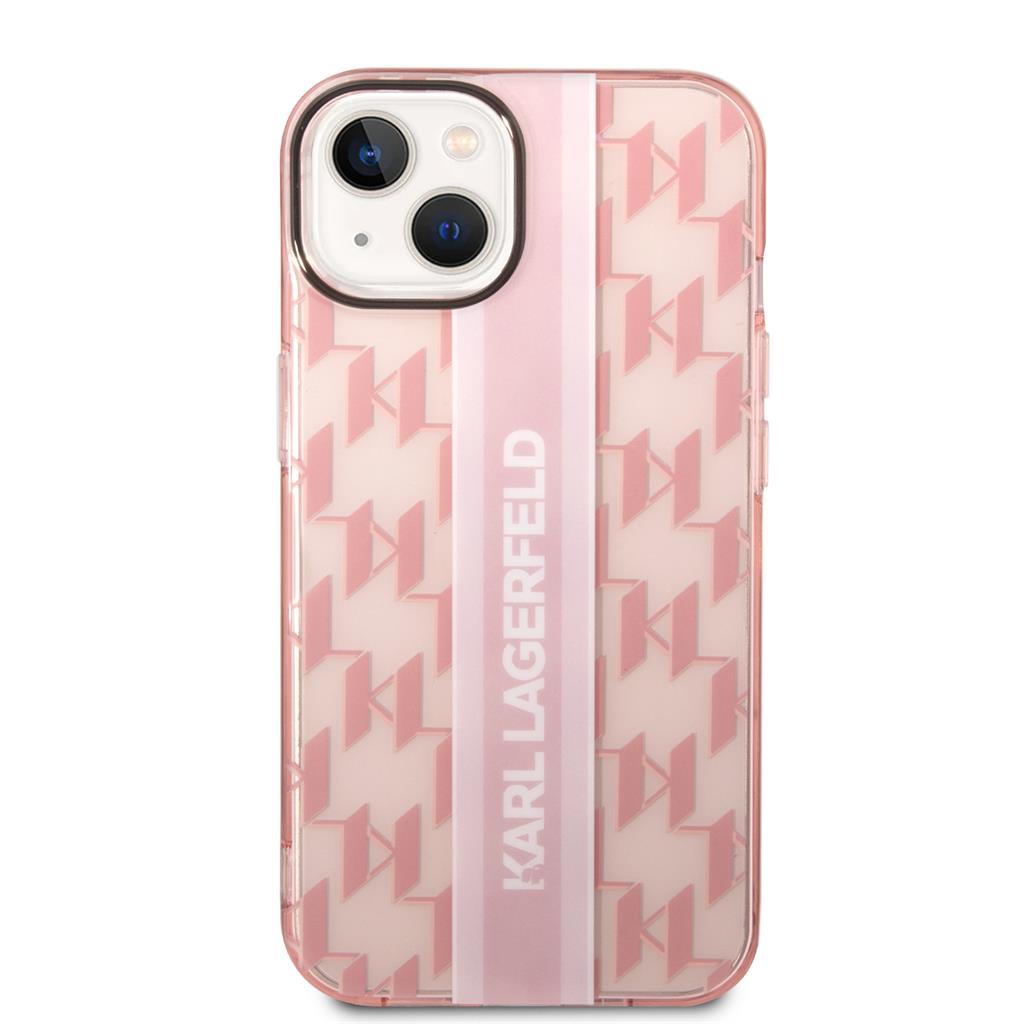 Apple iPhone 14 Karl Lagerfeld Monogram Vertical Stripe tok (Rózsaszín) – KLHCP14SHKLSPCP