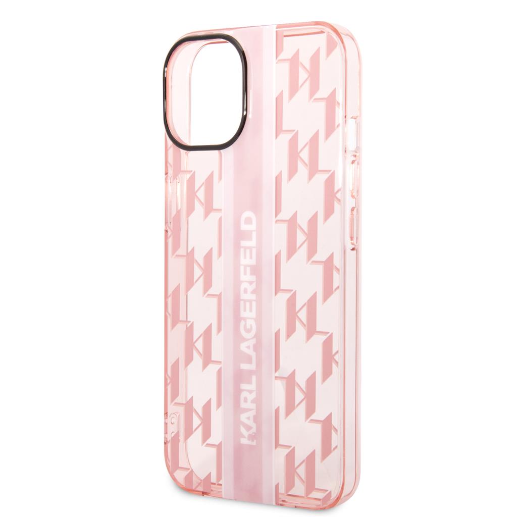 Apple iPhone 14 Karl Lagerfeld Monogram Vertical Stripe tok (Rózsaszín) – KLHCP14SHKLSPCP