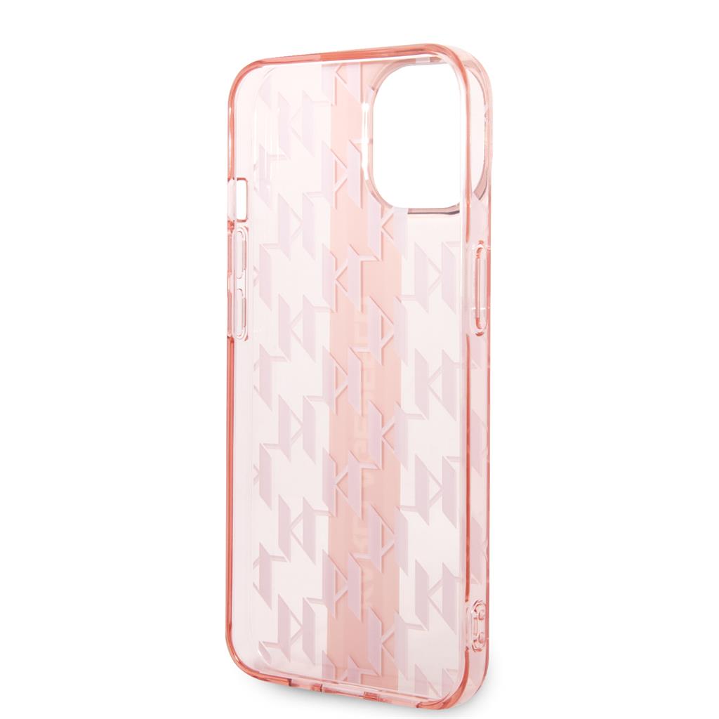 Apple iPhone 14 Karl Lagerfeld Monogram Vertical Stripe tok (Rózsaszín) – KLHCP14SHKLSPCP