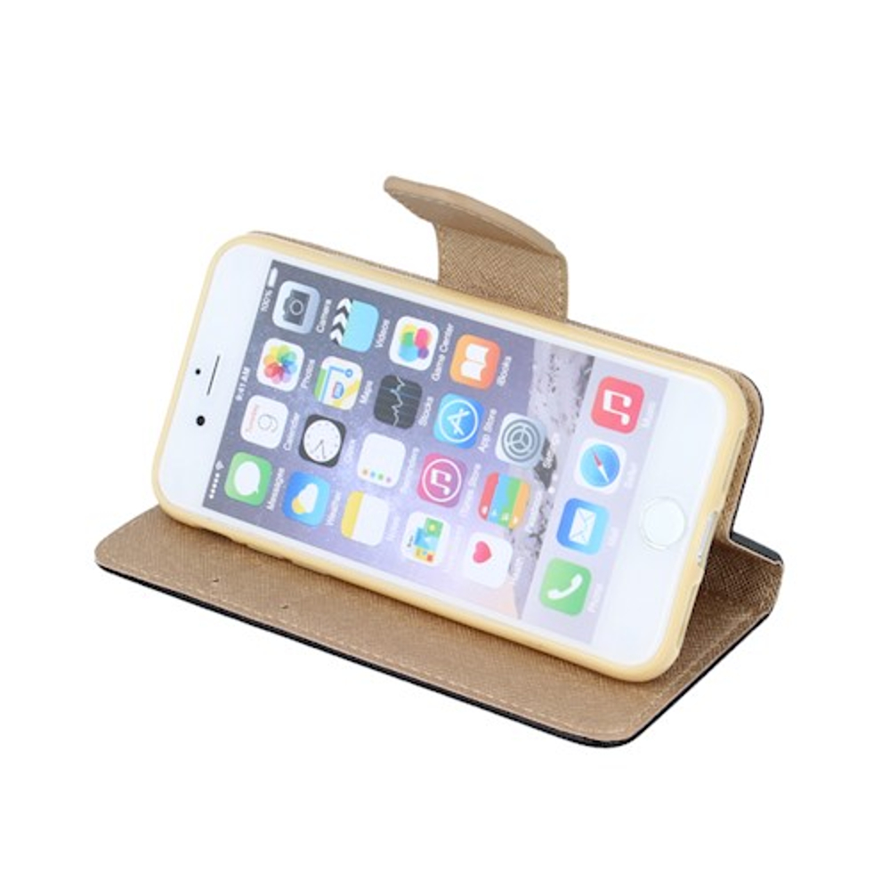 Apple iPhone 14 smart fancy mágneses notesz tok (Fekete-Arany)