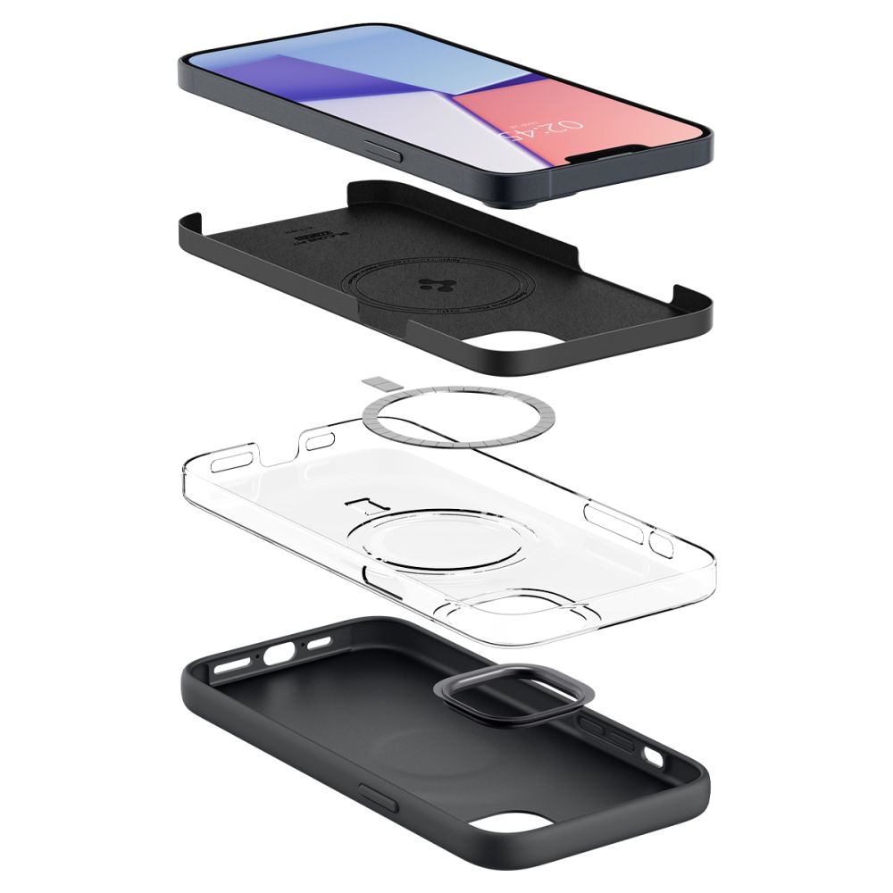 Apple iPhone 14 Spigen fit silicone magsafe hátlap tok (Fekete)
