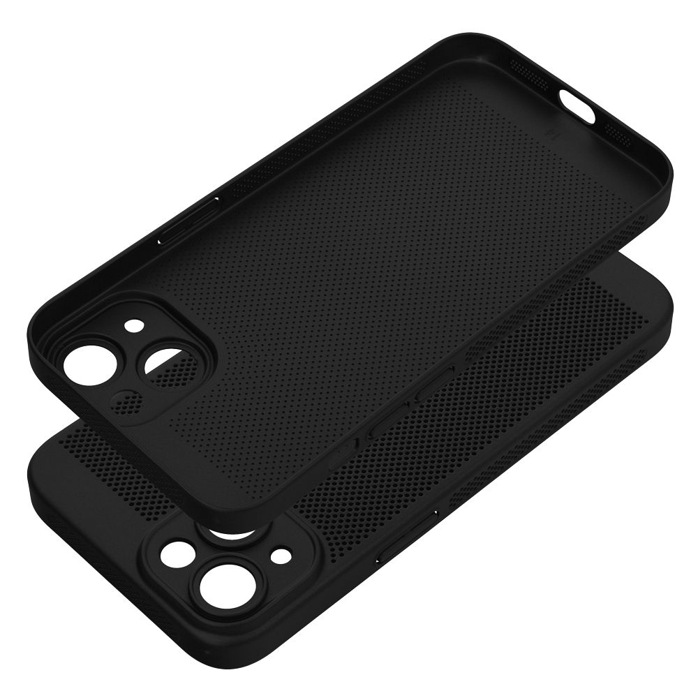 Apple iPhone 14 Breezy lyukacsos műanyag hátlap tok (Fekete) 0