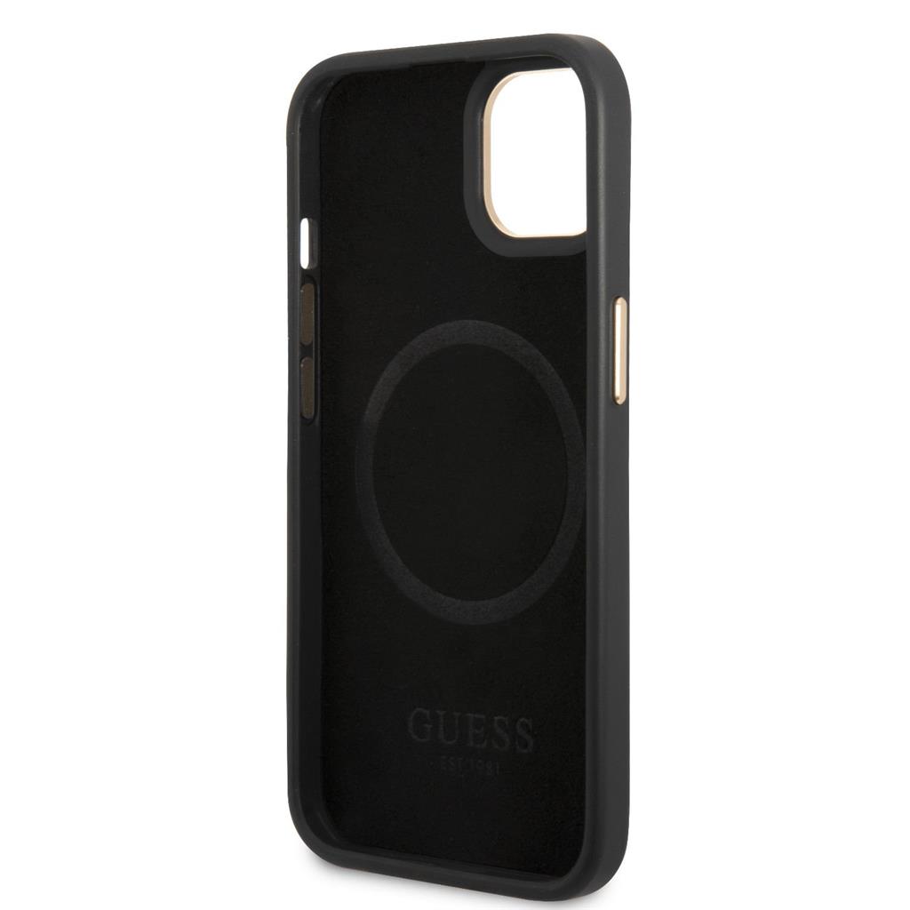 Apple iPhone 14 Guess PU 4G MagSafe tok (Fekete) - GUHMP14SU4GPRK