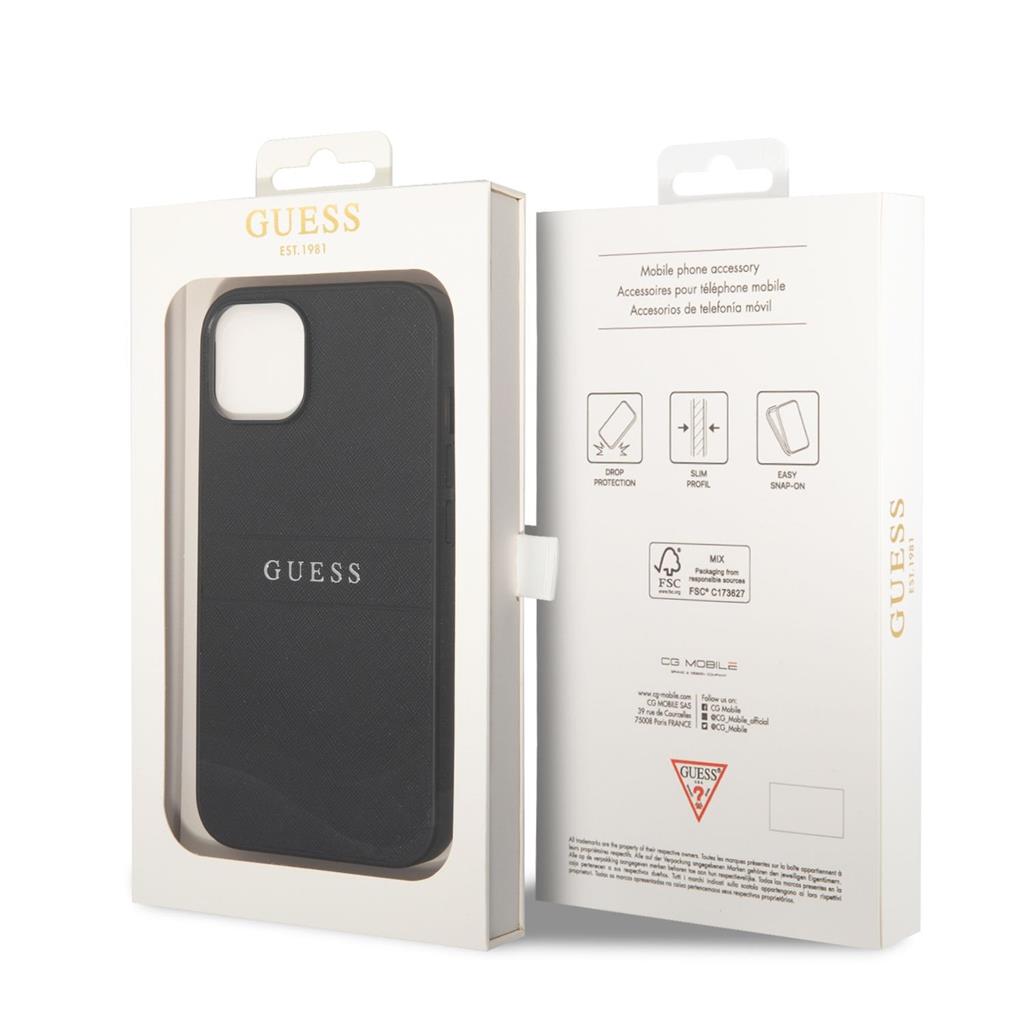 Apple iPhone 14 Guess PU Leather Saffiano tok (Fekete) - GUHCP14SPSASBBK