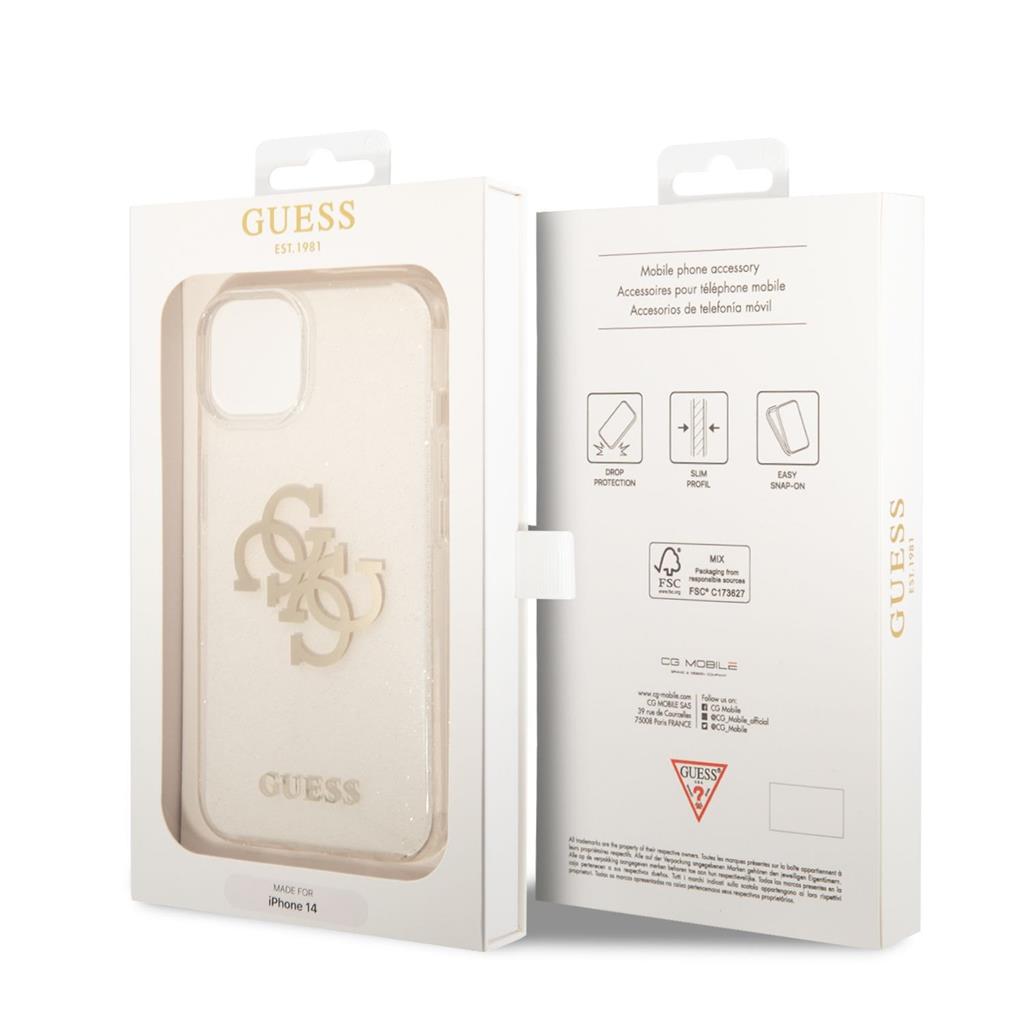 Apple iPhone 14 Guess TPU Big 4G Full Glitter tok (Átlátszó) – GUHCP14SPCUGL4GTR