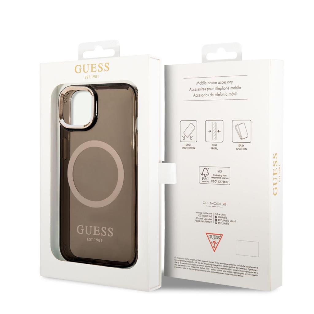 Apple iPhone 14 Guess Translucent MagSafe kompatibilis tok (Fekete) – GUHMP14SHTCMK