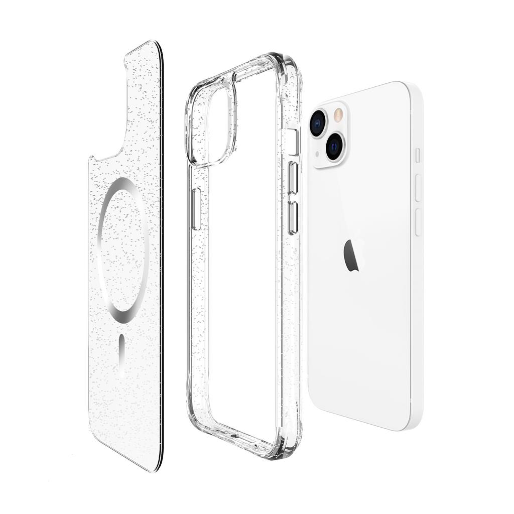 Apple iPhone 14 / iPhone 13 TOKO Pure Glitter MagSafe hátlap tok (Ezüst)