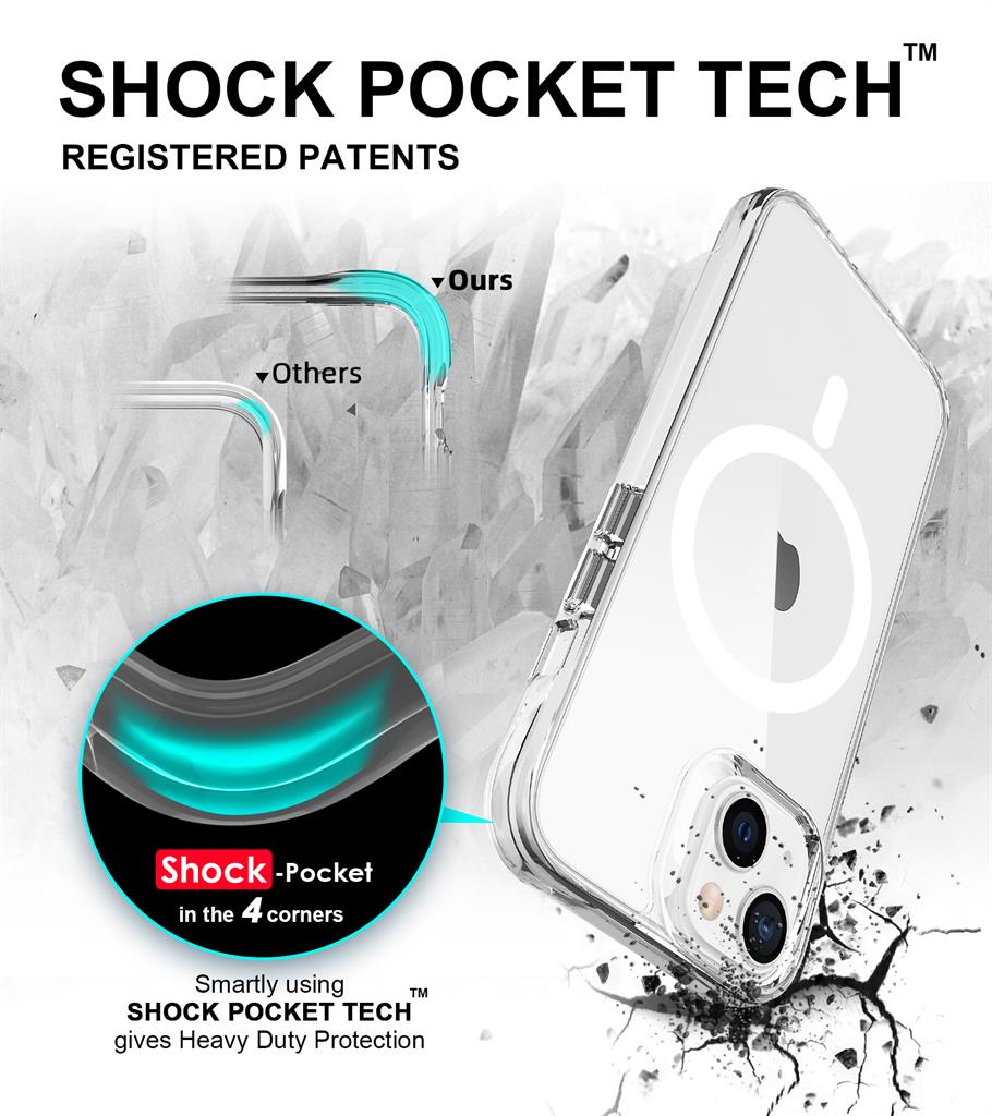 Apple iPhone 14 / iPhone 13 TOKO Pure MagSafe hátlap tok (Átlátszó)