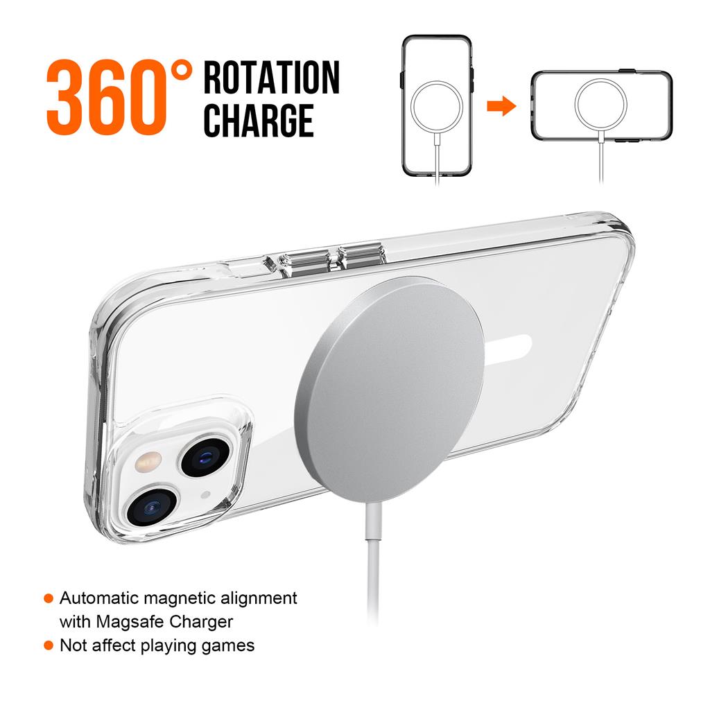 Apple iPhone 14 / iPhone 13 TOKO Pure MagSafe hátlap tok (Átlátszó)