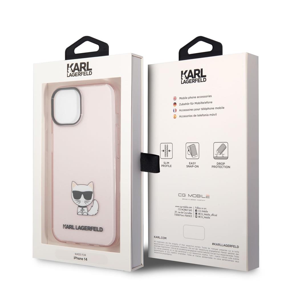 Apple iPhone 14 (Rózsaszín) Karl Lagerfeld Choupette Logo tok - KLHCP14SCTTRI