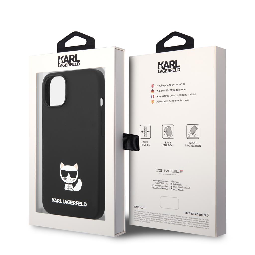 Apple iPhone 14 Karl Lagerfeld Liquid Silicone Choupette tok (Fekete) – KLHCP14SSLCTBK