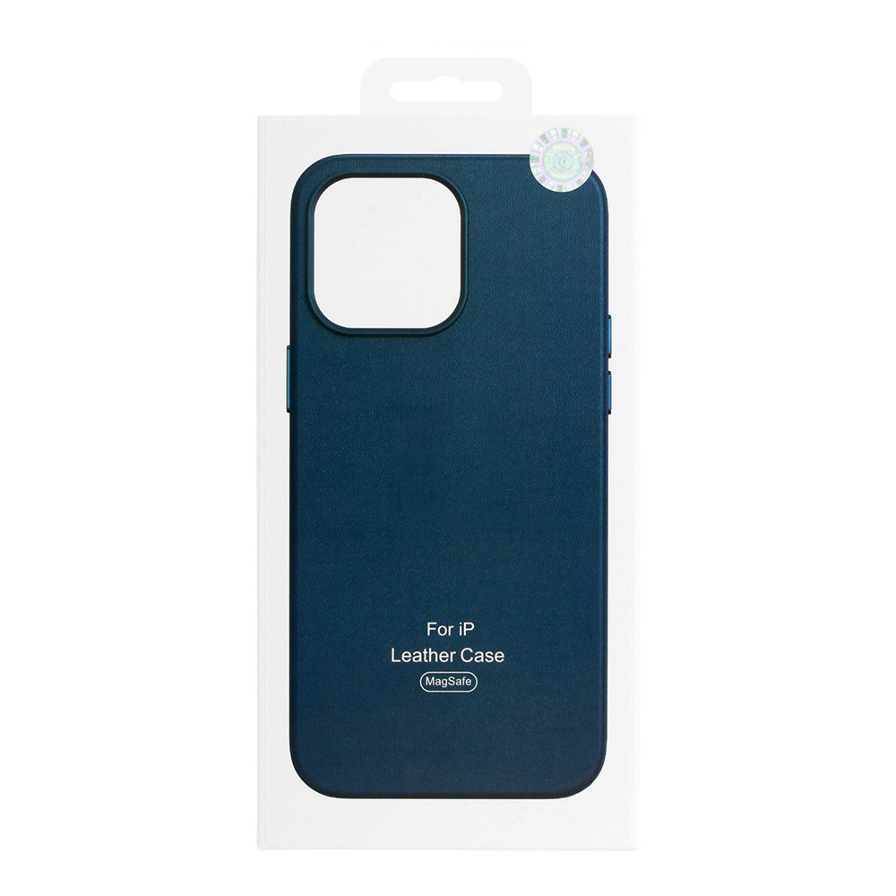 Apple iPhone 14 magsafe leather hátlap tok (Kék)