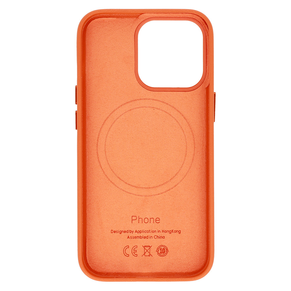 Apple iPhone 14 magsafe leather hátlap tok (Narancssárga)