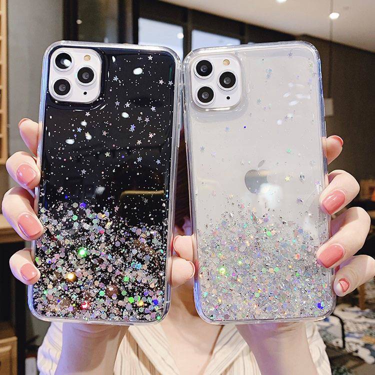 Apple iPhone 14 Plus glue glitter hátlap tok (Átlátszó)