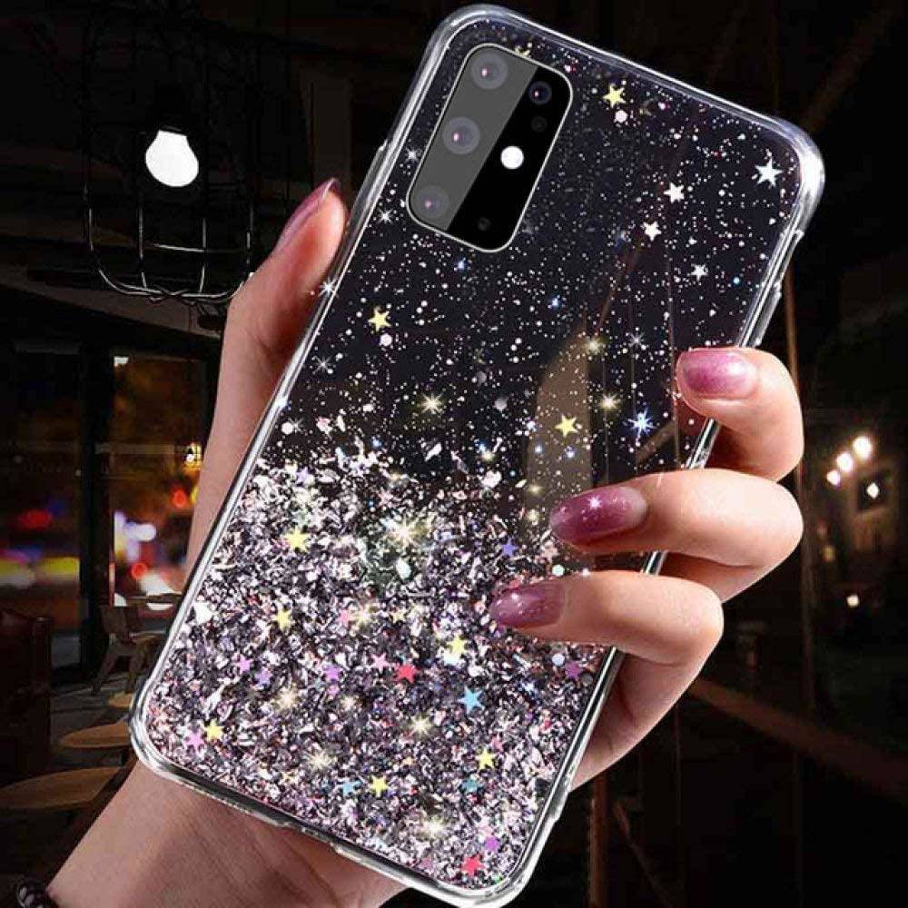 Apple iPhone 14 Plus glue glitter hátlap tok (Fekete)