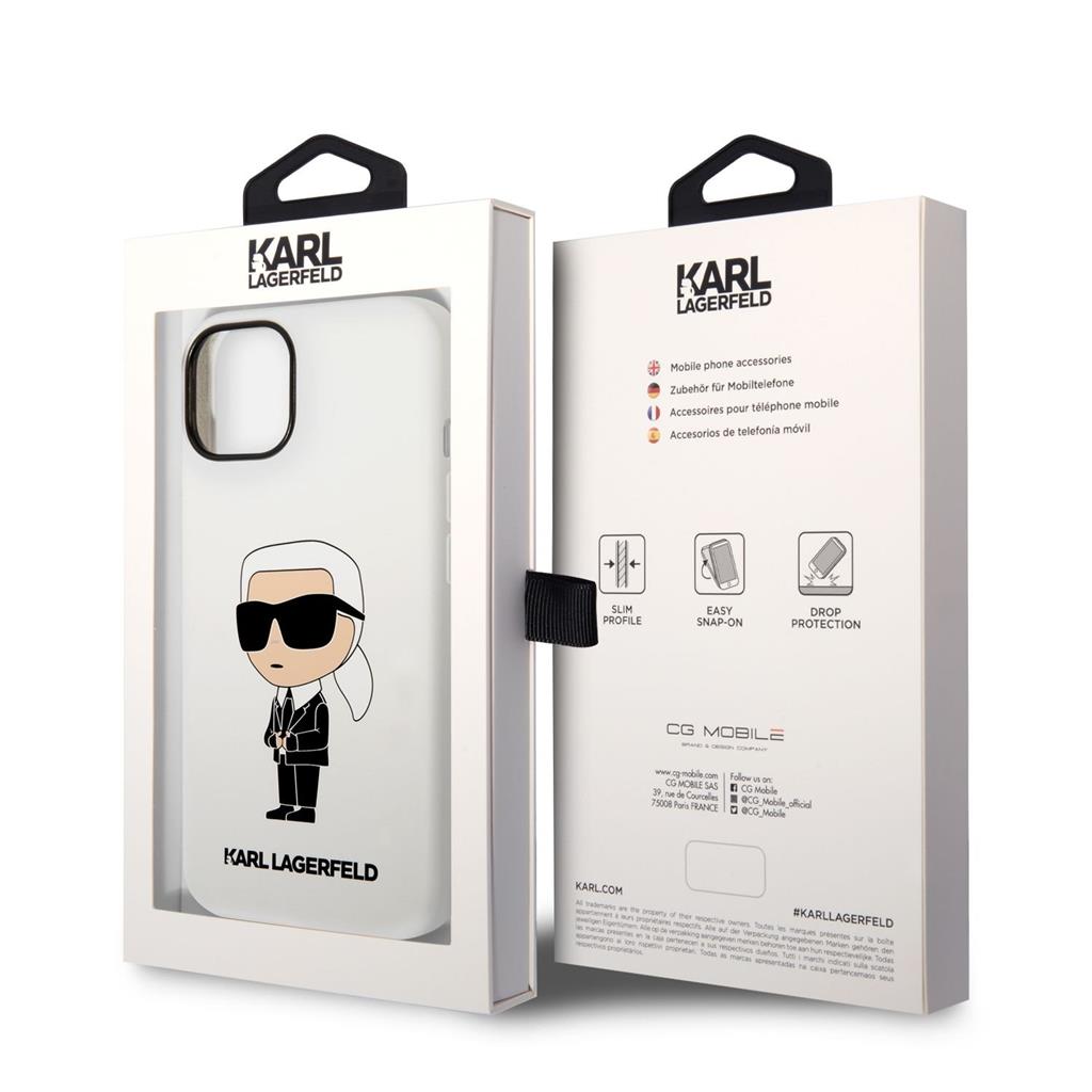 Apple iPhone 14 Plus Karl Lagerfeld Liquid Silicone Ikonik NFT tok (Fehér) – KLHCP14MSNIKBCH