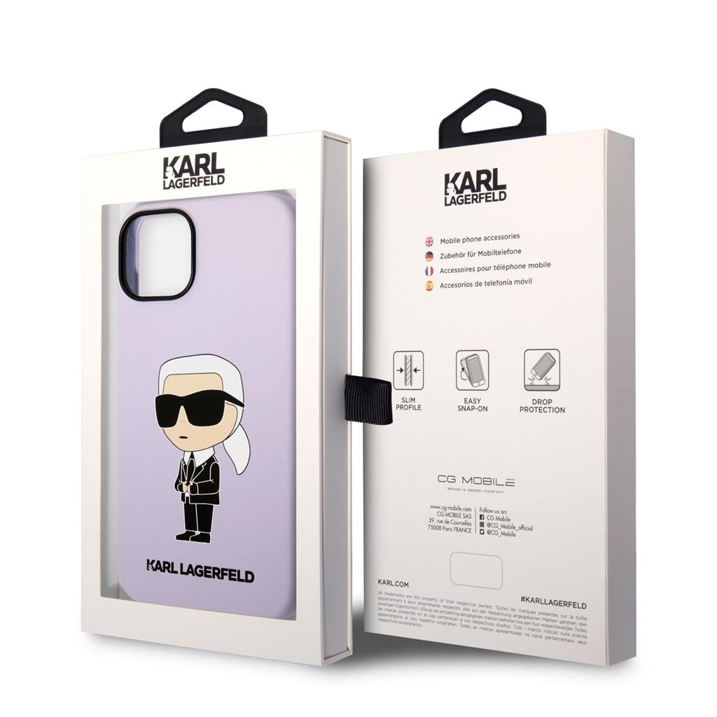 Apple iPhone 14 Plus Karl Lagerfeld Liquid Silicone Ikonik NFT tok (Lila) – KLHCP14MSNIKBCU