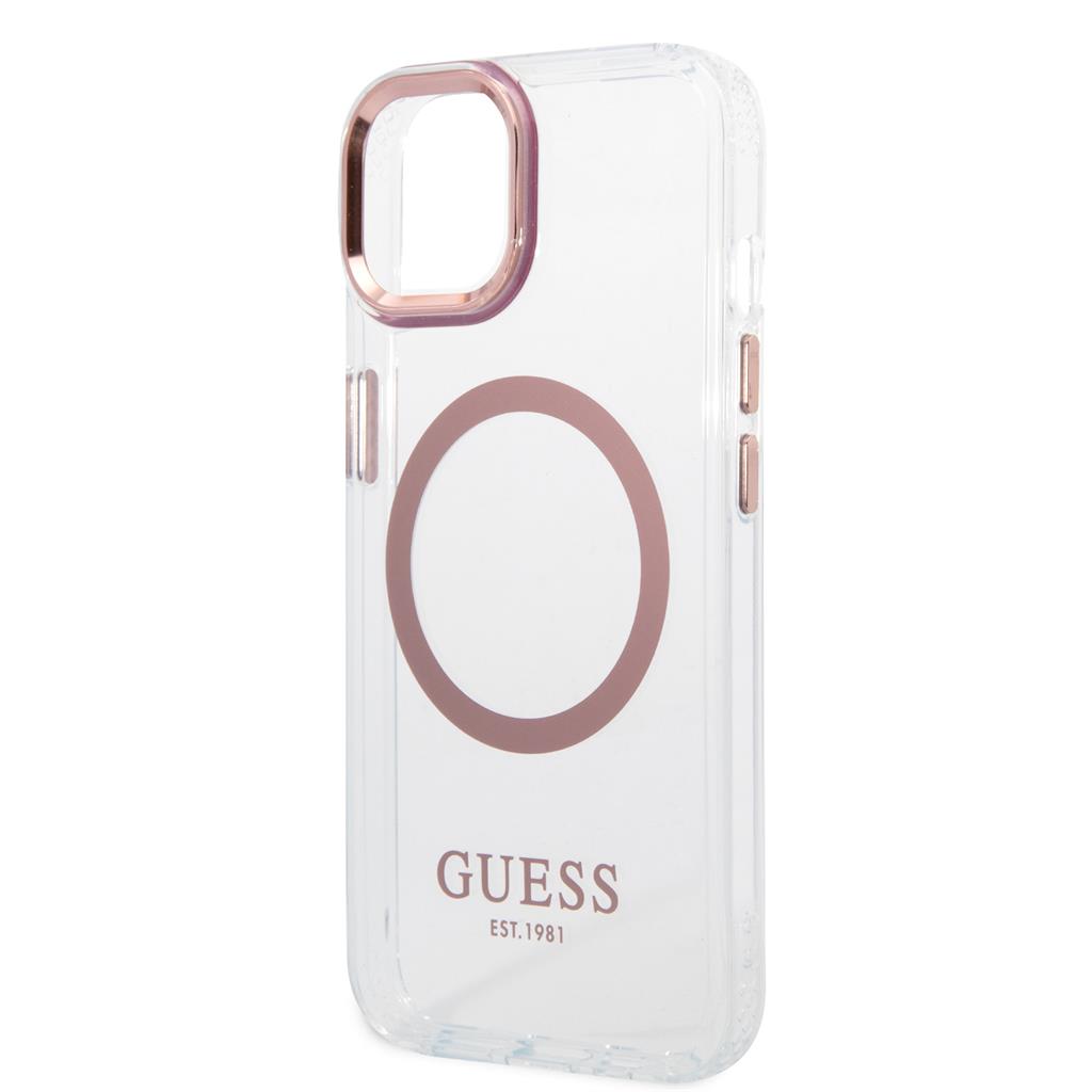 Apple iPhone 14 Plus Guess átlátszó MagSafe tok (Rózsaszín) – GUHMP14MHTRMP