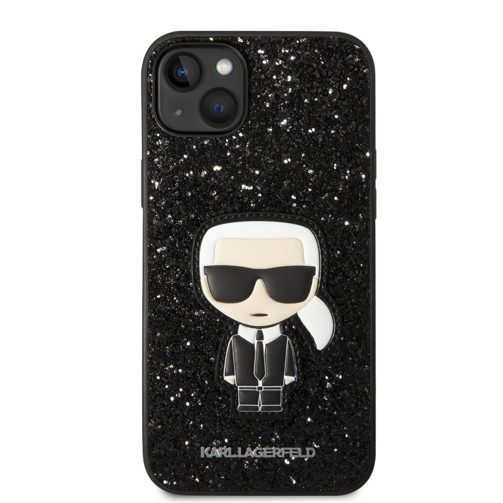 Apple iPhone 14 Plus Karl Lagerfeld Glitter Flakes Ikonik tok (Fekete) – KLHCP14MGFKPK