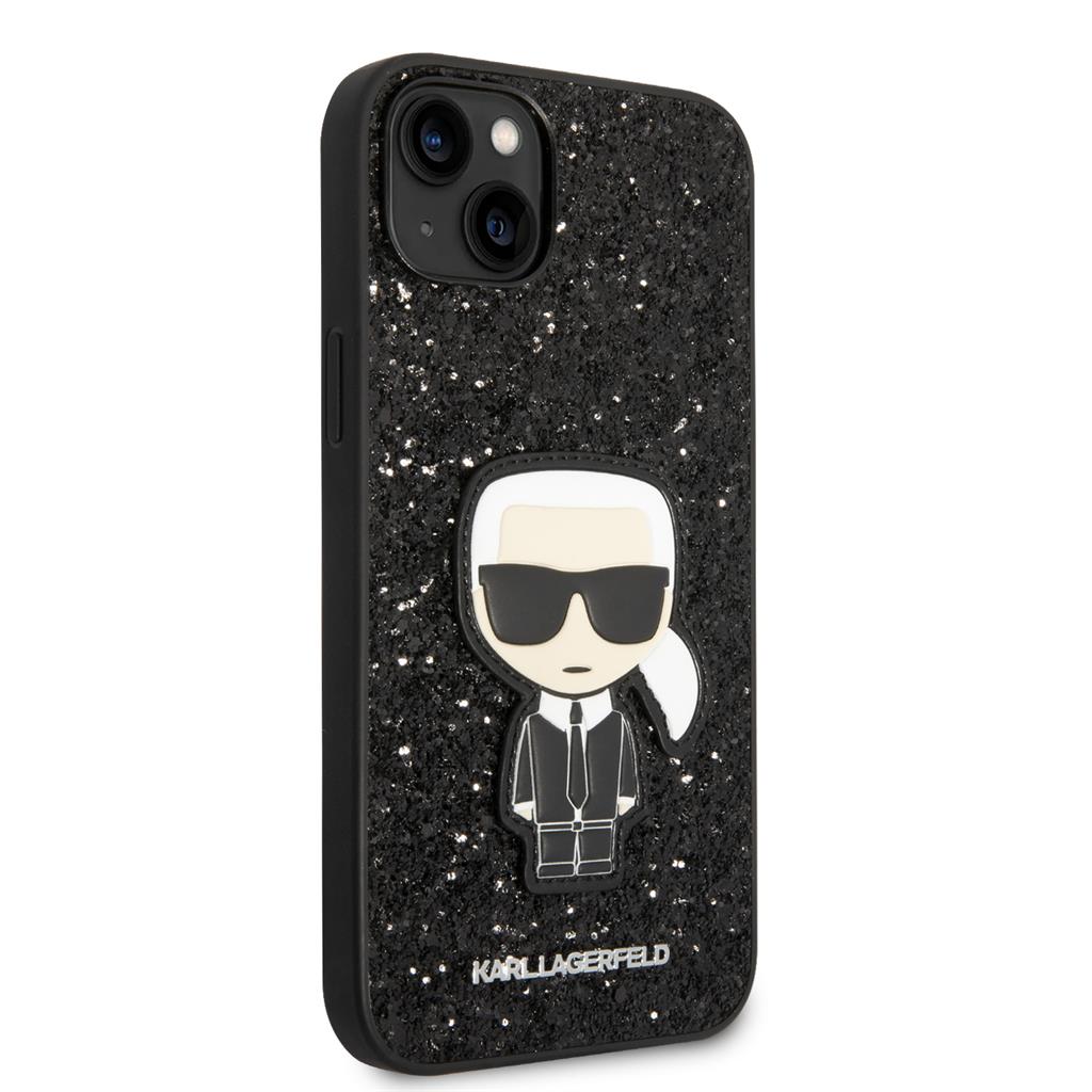 Apple iPhone 14 Plus Karl Lagerfeld Glitter Flakes Ikonik tok (Fekete) – KLHCP14MGFKPK