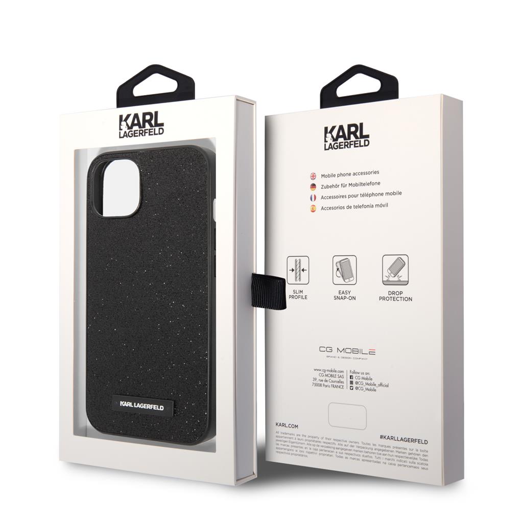 Apple iPhone 14 Plus Karl Lagerfeld Glitter Plague tok (Fekete) – KLHCP14MG2ELK