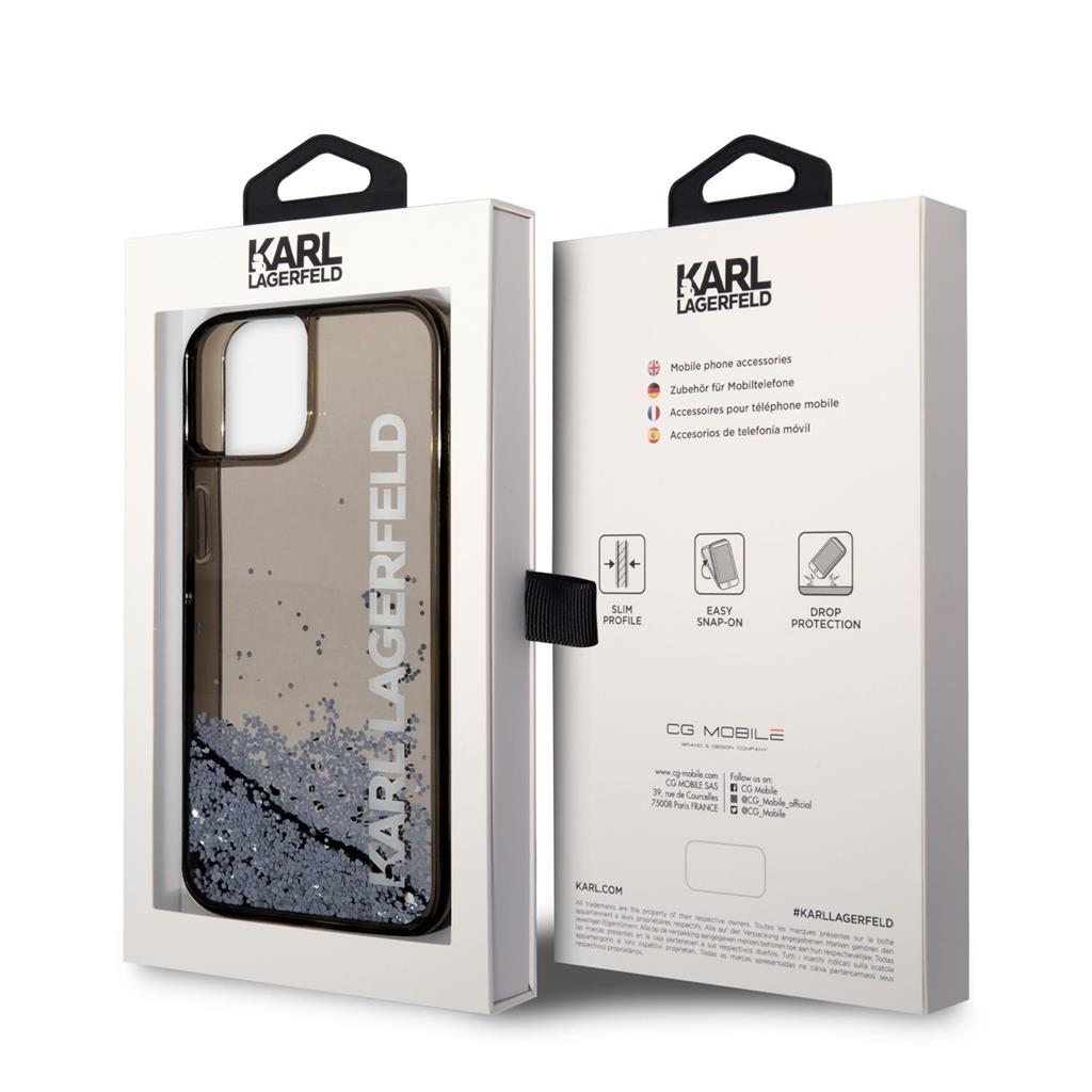 Apple iPhone 14 Plus Karl Lagerfeld Liquid Glitter tok (Fekete) – KLHCP14MLCKVK
