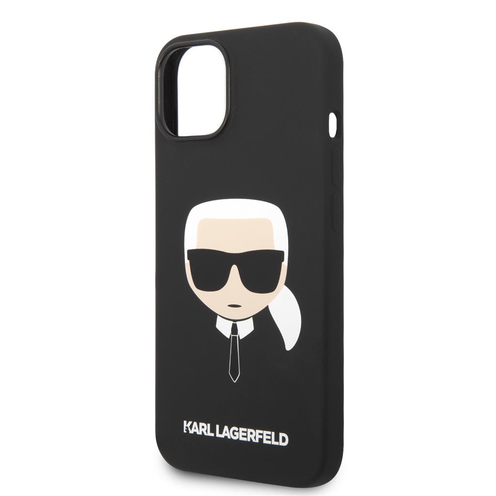 Apple iPhone 14 Plus Karl Lagerfeld Liquid Silicone Karl Head tok (Fekete) – KLHCP14MSLKHBK