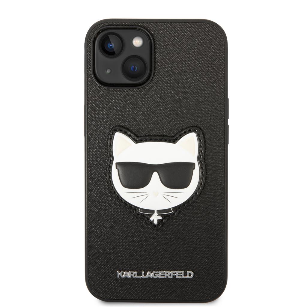 Apple iPhone 14 Plus Karl Lagerfeld PU Saffiano Choupette Head tok (Fekete) – KLHCP14MSAPCHK